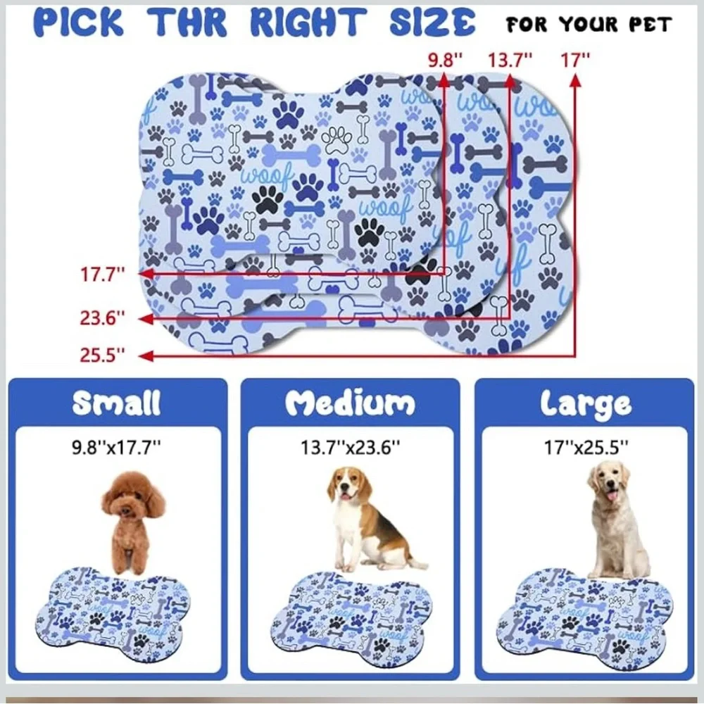 Blue Bone and Paw Print Dog Feeding Mat